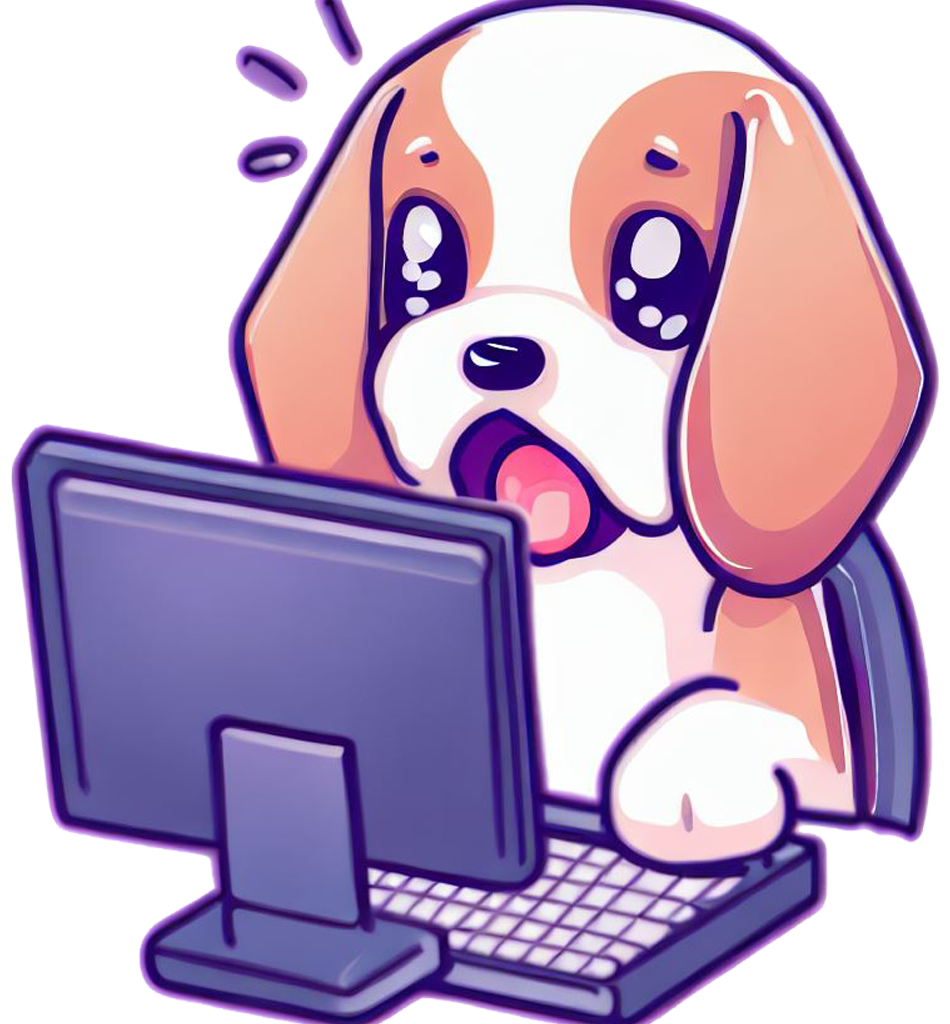 beagle jugando en una computadora portatil 